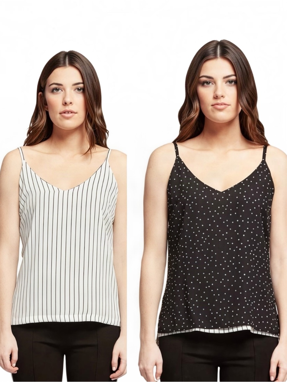 WHBM Willa Reversible Print Cami in Ecru W/Blk Size Small NWT
